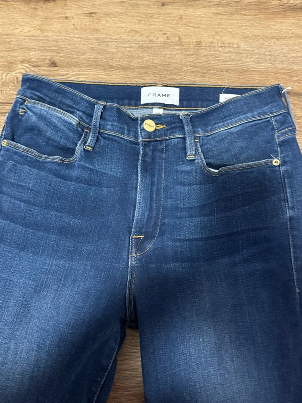 FRAME Denim Le Super Flare High Waist Jeans Blue Wash Festival Ultra Flare 70s - Picture 5 of 7